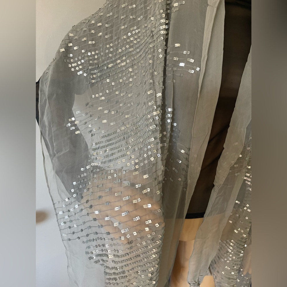 Elegant Silver Sequin Shawl
